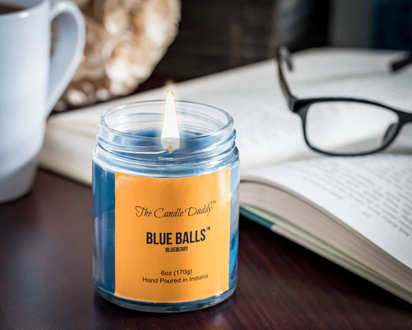 Blue Balls - Blueberry Scented Jar Candle- 6 Ounce - Hand Poured in Indiana.