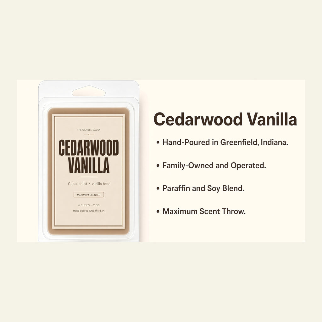 Cedarwood Vanilla Maximum Scented Wax Melt - 1 Pack - 2 Ounces - 6 Cubes