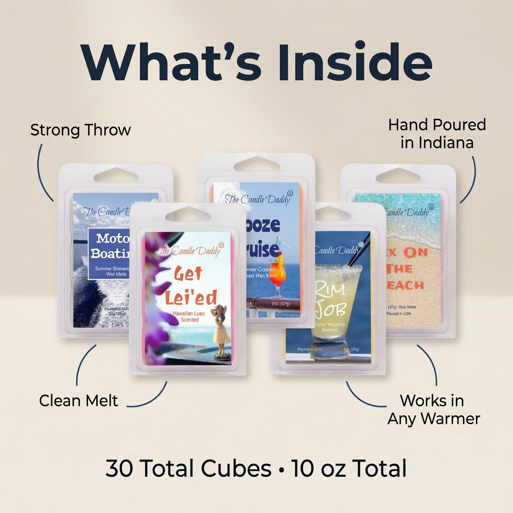 Beach Bash 5 Pack - 5 Amazing Summer Beach Wax Melts - 30 Total Cubes - 10 Total Ounces