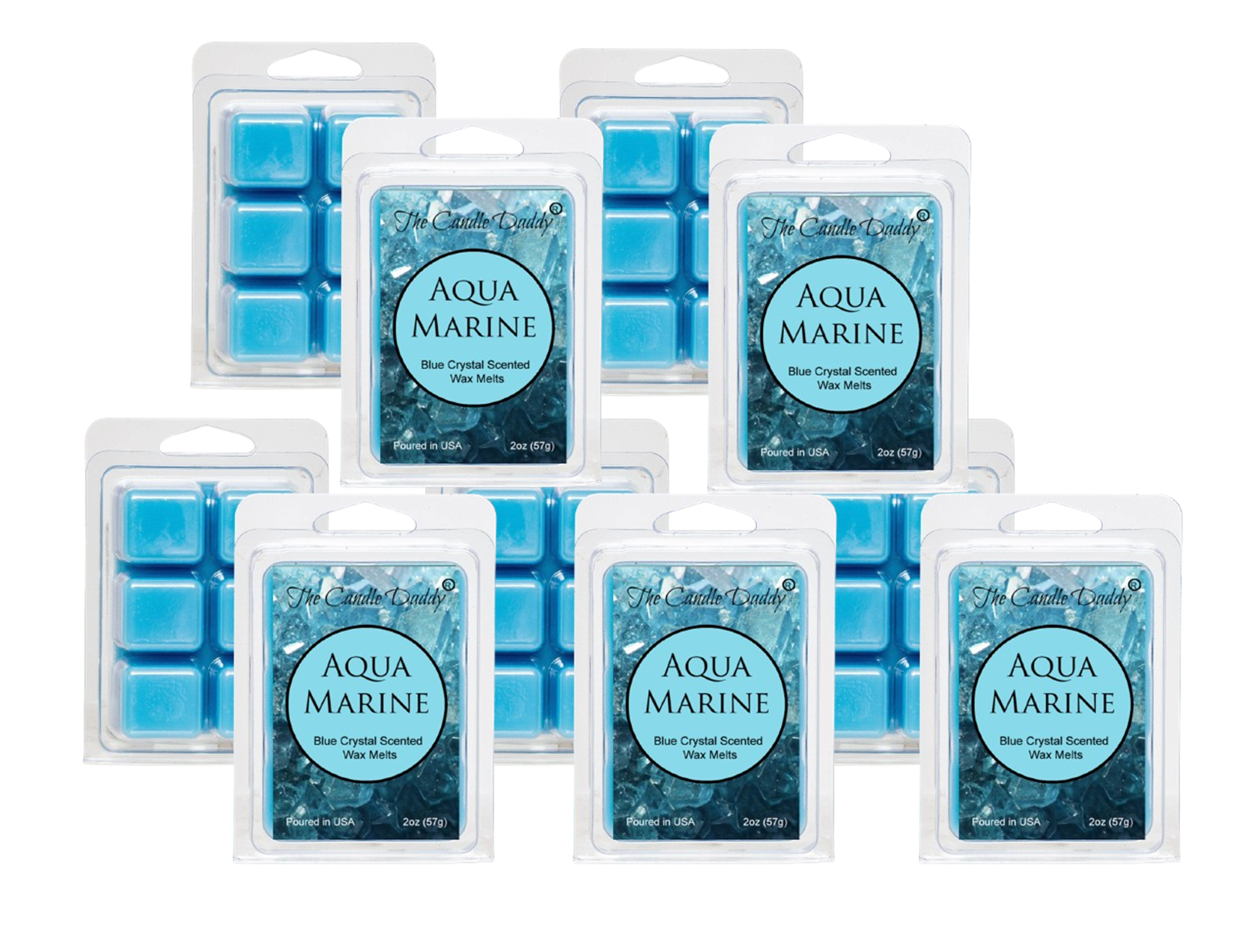 Aqua Marine - Blue Crystal Maximum Scented Wax Melt - 1 Pack - 2 Ounces - 6 Cubes