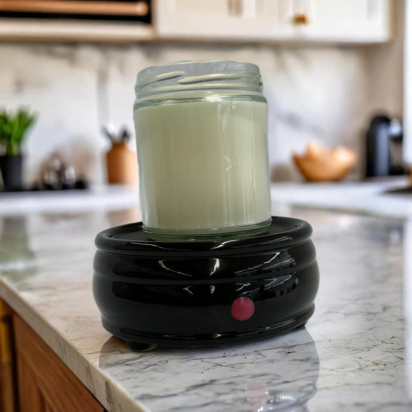 Electric Ceramic Wax Cube and Candle Warmer - Round Black