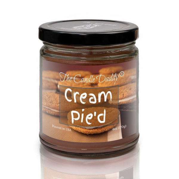 FREE SHIPPING - Cream Pie'd - Oatmeal Cream Pie Scented - Funny 6 Oz Jar Candle - 40 Hour Burn Time