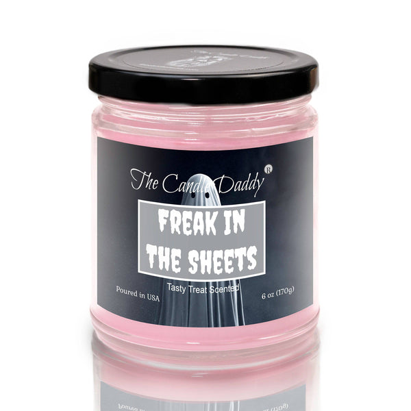 FREE SHIPPING - Freak In The Sheets- Sweet Treat Scented - Funny Halloween 6 Oz Jar Candle - 40 Hour Burn Time
