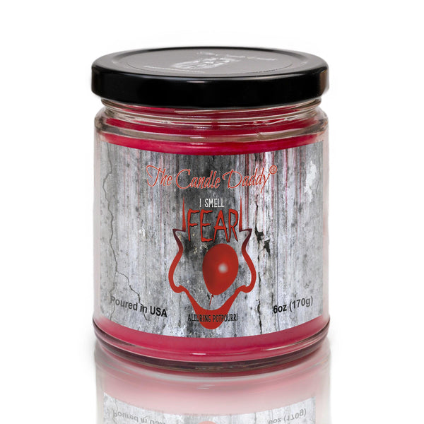 FREE SHIPPING - I Smell Fear - Alluring Potpourri Scented Horror Movie Candle - Halloween 6 Oz Jar Candle - 40 Hour Burn Time