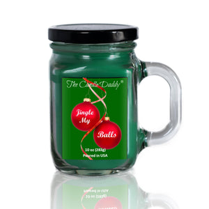 Jingle My Balls - Funny Christmas Balsam Pine Scented Mason Jar Candle - 10 oz with 80 Hour Burn Time - The Candle Daddy