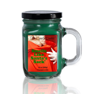 Smells Like Santa's Sack - Funny Christmas Balsam Pine Scented Mason Jar Candle - 10 oz with 80 Hour Burn Time - The Candle Daddy