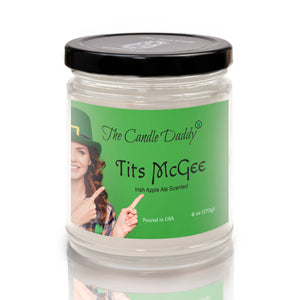 Tits McGee - Irish Apple Ale Scented - Funny 6 Oz Jar Candle - 40 Hour Burn Time - St Patrick's Day - The Candle Daddy