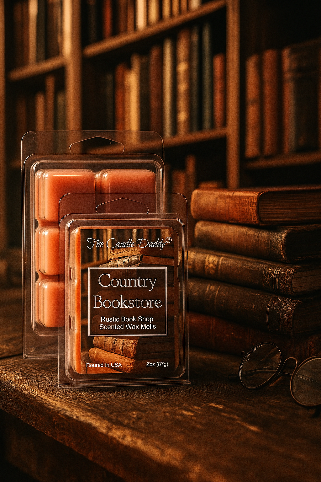 Country Bookstore - Rustic Book Shop Maximum Scented Wax Melt - 1 Pack - 2 Ounces - 6 Cubes