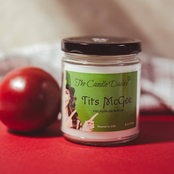 FREE SHIPPING - Tits McGee - Irish Apple Ale Scented - Funny 6 Oz Jar Candle - 40 Hour Burn Time - St Patrick's Day