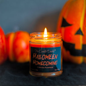 Halloween Homecoming - Carved Pumpkin Scented - Scary Horror 6 Oz Jar Candle - 40 Hour Burn Time - The Candle Daddy