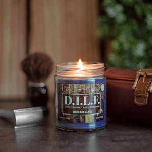 DILF (D.I.L.F.) - Fresh Man Scented - Funny 6 Oz Jar Candle - 40 Hour Burn Time - The Candle Daddy