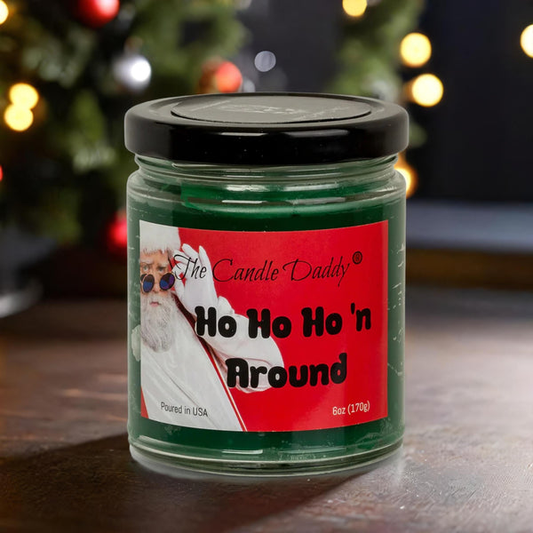 Ho Ho Ho'n Around Holiday Candle - Funny Apple Maple Bourbon Scented Candle - Funny Holiday Candle for Christmas, New Years - Long Burn Time, Holiday Fragrance, Hand Poured in USA - 6oz