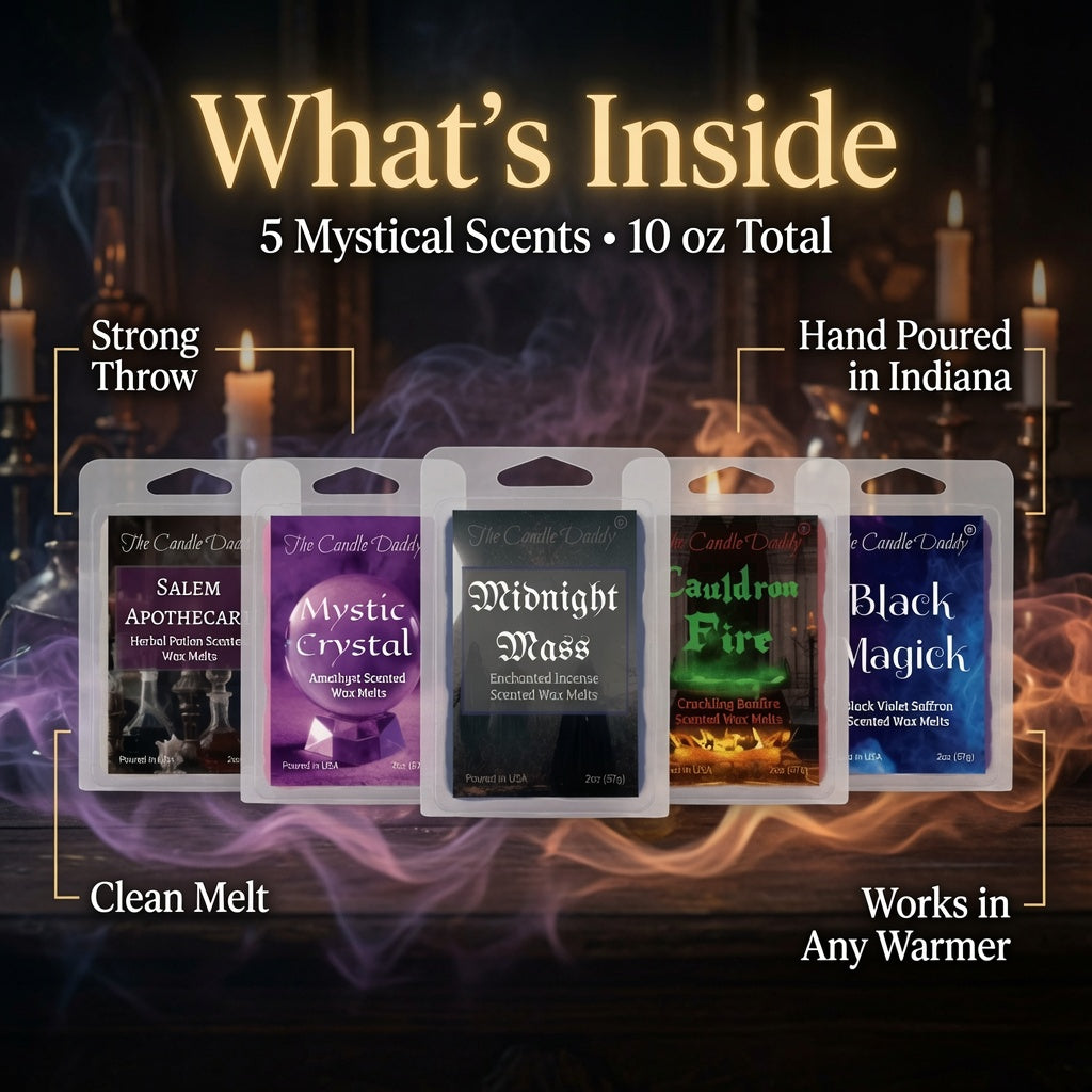 Salem Book of "Smells" Halloween 5 Pack - 5 Amazing Witchy Wax Melts - 30 Total Cubes - 10 Total Ounces
