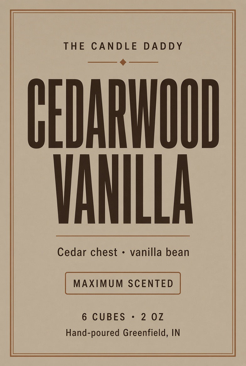 Cedarwood Vanilla Maximum Scented Wax Melt - 1 Pack - 2 Ounces - 6 Cubes