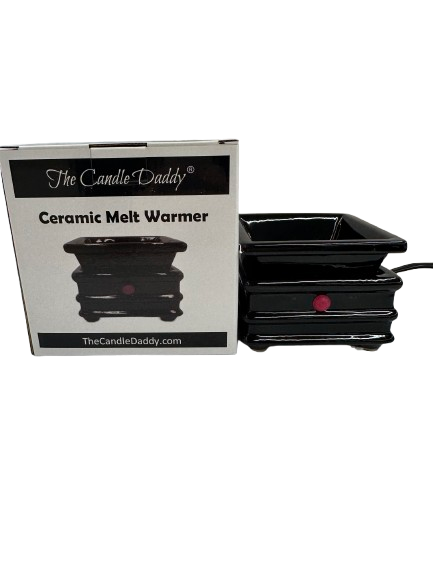 Electric Ceramic Wax Melt and Candle Warmer - Square Black Pagoda