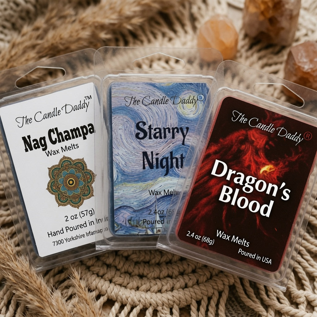 "Free Spirit Bundle"  Combo Set Of Five Scented Wax Melt Cubes - Nag Champa, Patchouli, Starry Night, Tropical Paradise, Dragon's Blood