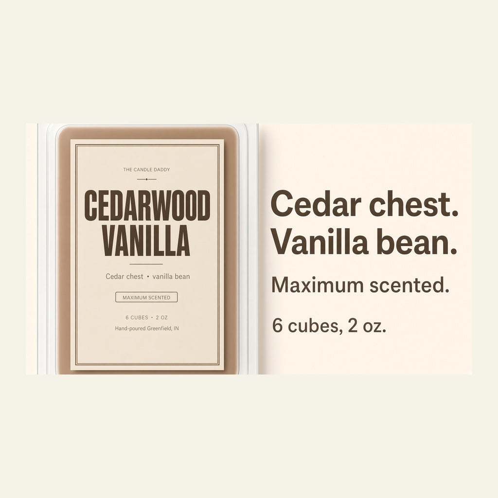 Cedarwood Vanilla Maximum Scented Wax Melt - 1 Pack - 2 Ounces - 6 Cubes