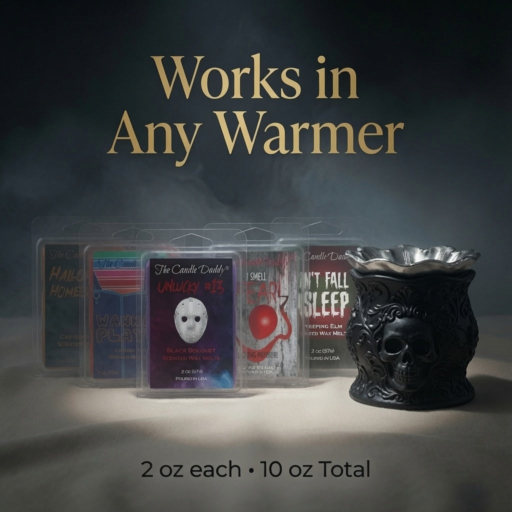 Halloween Horror Movie 5 Pack  - 5 Amazingly Spooky Wax Melts - 30 Total Cubes - 10 Total Ounces