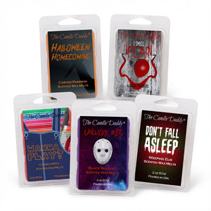 Halloween Horror Movie 5 Pack  - 5 Amazingly Spooky Wax Melts - 30 Total Cubes - 10 Total Ounces