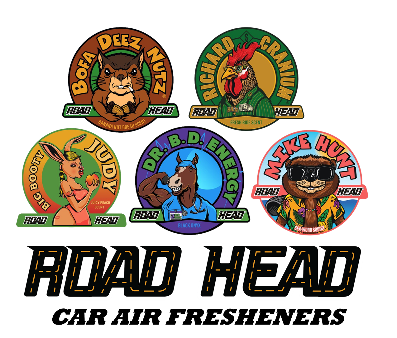Road Head - Car Air Fresheners - Collect All 5 "Heads" - Hang Easily from Rearview Mirror