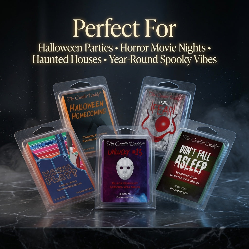 Halloween Horror Movie 5 Pack  - 5 Amazingly Spooky Wax Melts - 30 Total Cubes - 10 Total Ounces