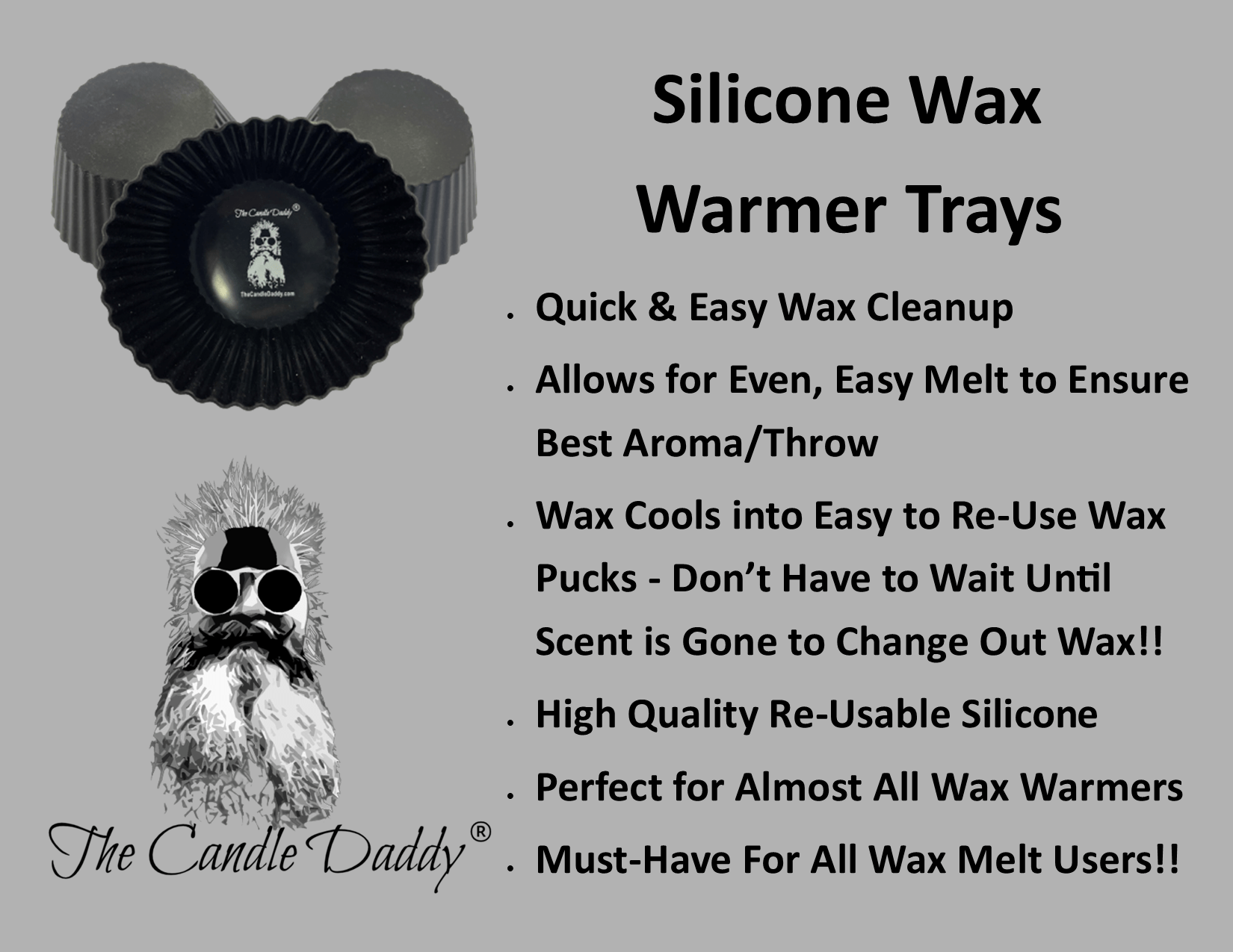 THE CANDLE DADDY'S "RUBBERS" - (3) SQUARE SILICONE WAX WARMER LINERS -RE-USUABLE - MUST HAVE FOR ALL WAX MELT USERS! - The Candle Daddy