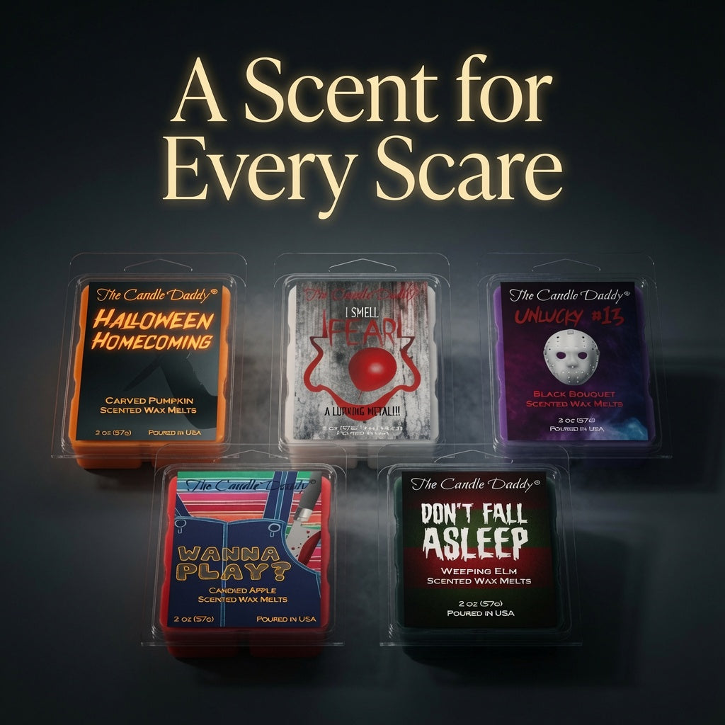 Halloween Horror Movie 5 Pack  - 5 Amazingly Spooky Wax Melts - 30 Total Cubes - 10 Total Ounces