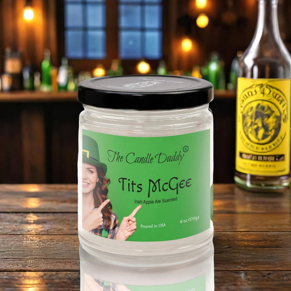 Tits McGee - Irish Apple Ale Scented - Funny 6 Oz Jar Candle - 40 Hour Burn Time - St Patrick's Day