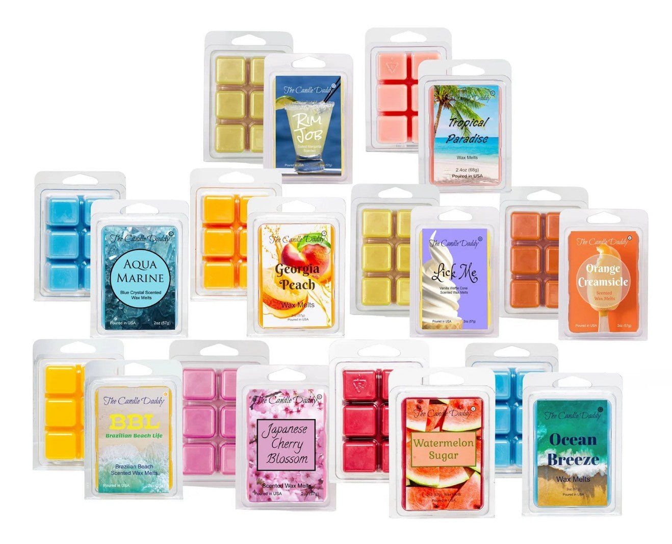 Summer Bundle - 10 Favorite Summer Wax Melts - 60 Total Cubes - 20 Total Ounces