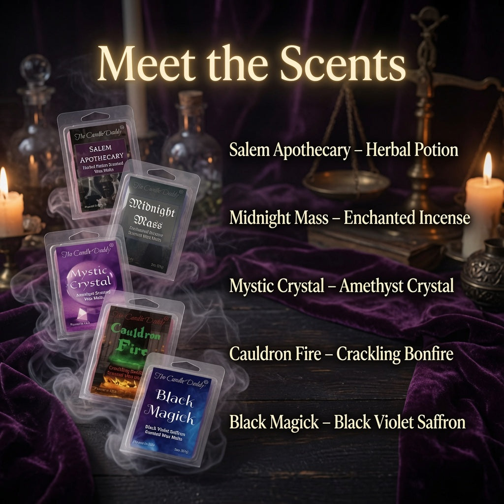Salem Book of "Smells" Halloween 5 Pack - 5 Amazing Witchy Wax Melts - 30 Total Cubes - 10 Total Ounces