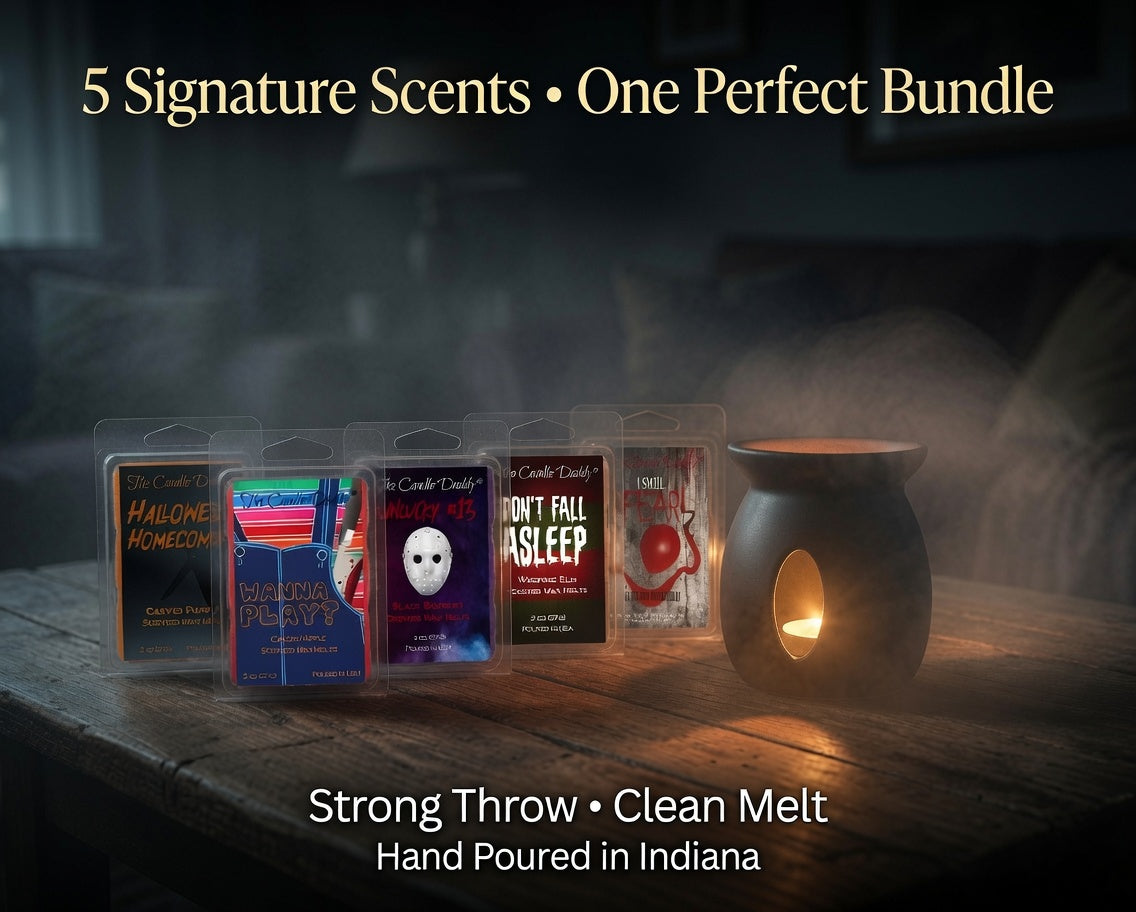 Halloween Horror Movie 5 Pack  - 5 Amazingly Spooky Wax Melts - 30 Total Cubes - 10 Total Ounces