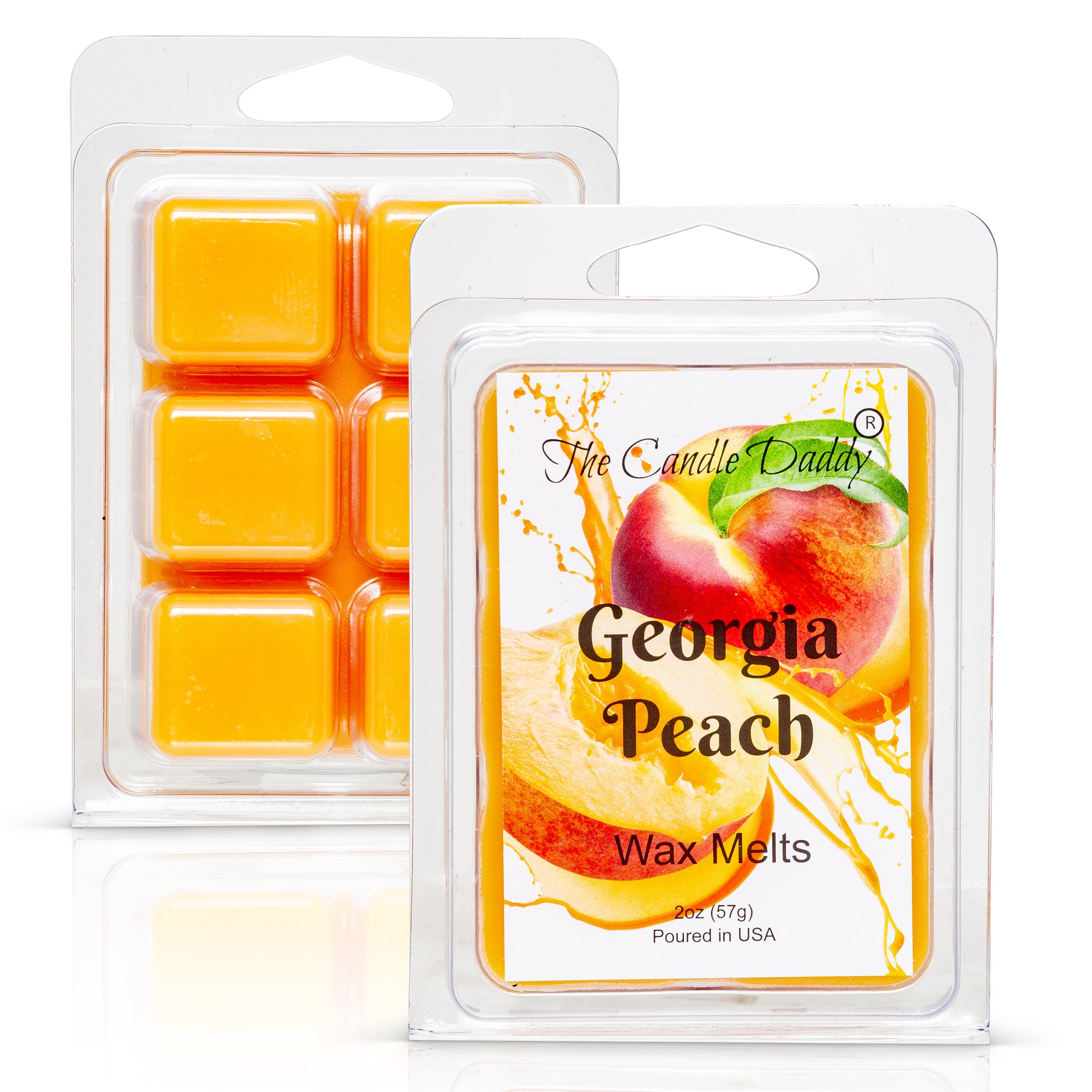 Georgia Peach - Southern Peach Fruit Scented Melt- Maximum Scent Wax Cubes/Melts- 1 Pack -2 Ounces- 6 Cubes - The Candle Daddy