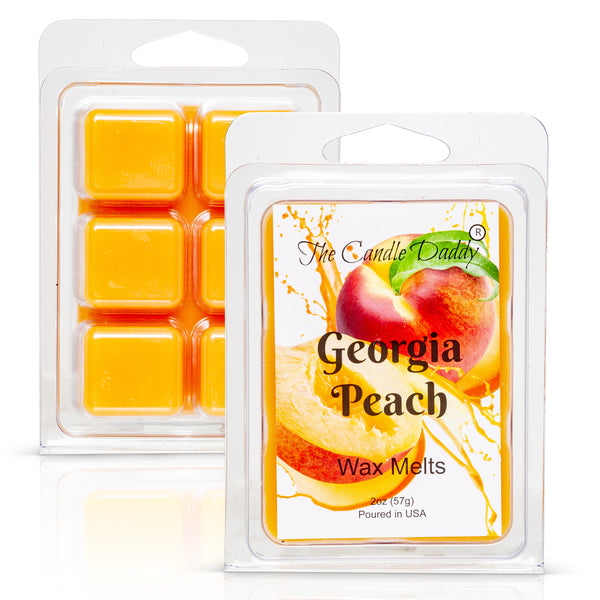 FREE SHIPPING - Georgia Peach - Southern Peach Fruit Scented Melt- Maximum Scent Wax Cubes/Melts- 1 Pack -2 Ounces- 6 Cubes