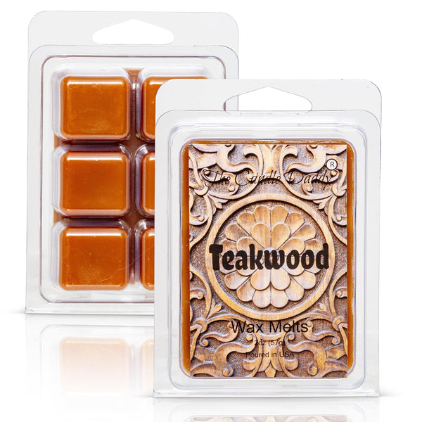 Teakwood - Rustic, Earthy, Sweet Scented Melt- Maximum Scent Wax Cubes/Melts- 1 Pack -2 Ounces- 6 Cubes - The Candle Daddy