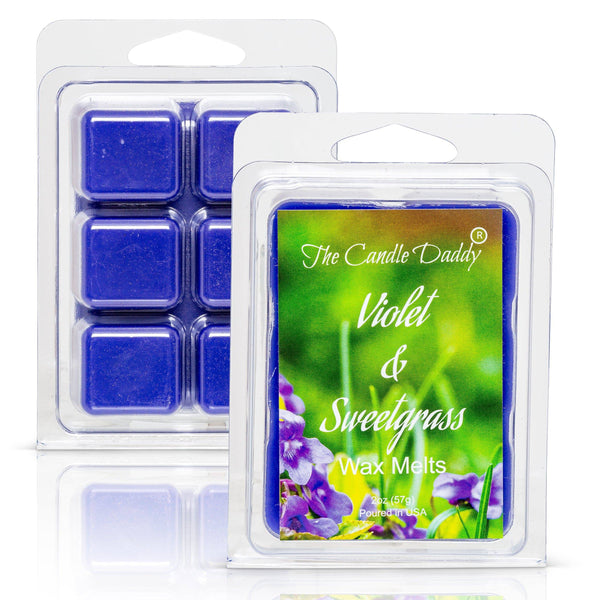 Violet and Sweetgrass -  Wildflower and Fresh Cut Grass Scented Melt- Maximum Scent Wax Cubes/Melts- 1 Pack -2 Ounces- 6 Cubes - The Candle Daddy