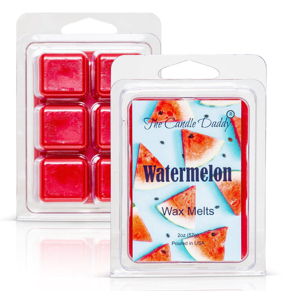 Watermelon -  Sweet, Sugary Fruit Scented Melt- Maximum Scent Wax Cubes/Melts- 1 Pack -2 Ounces- 6 Cubes - The Candle Daddy