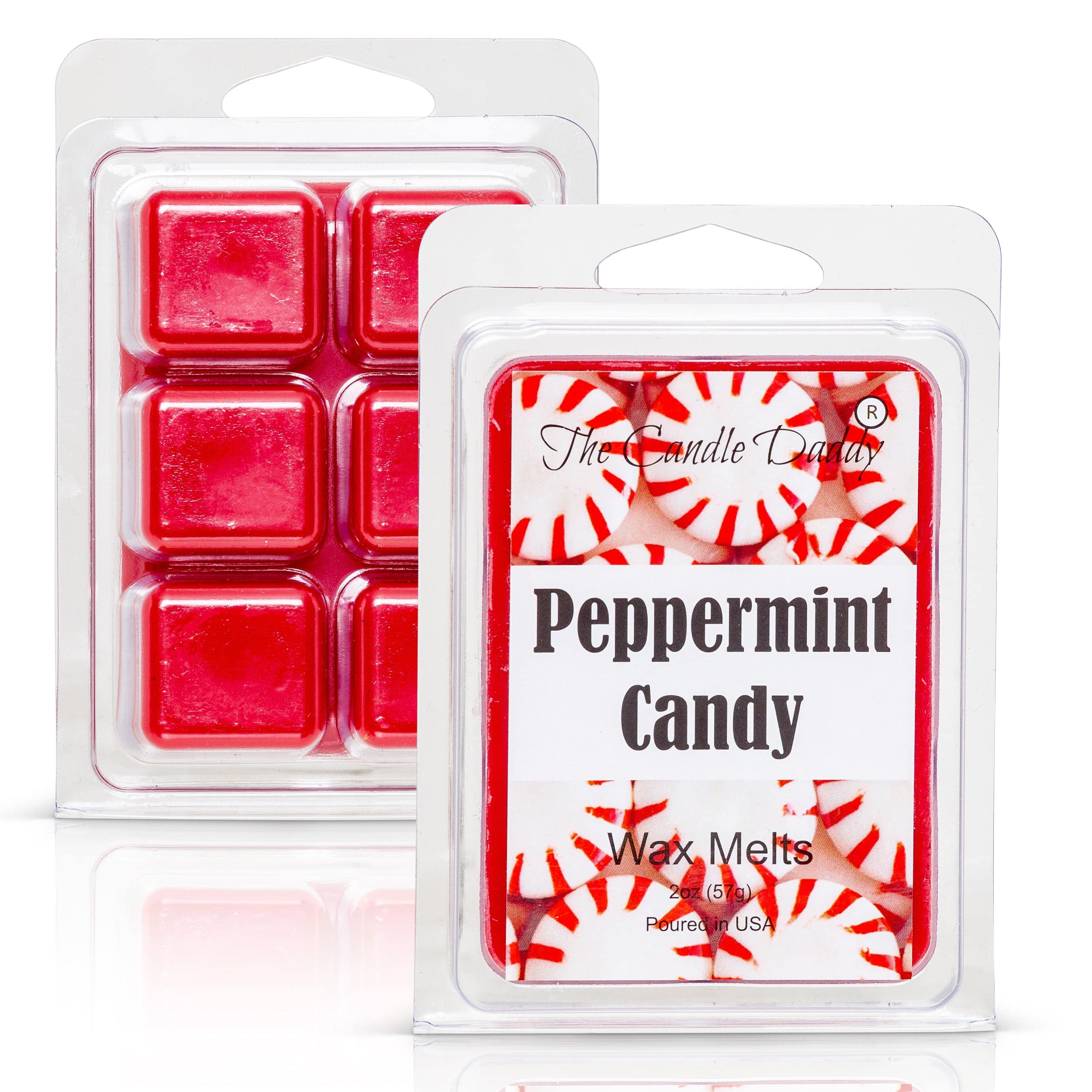 Peppermint Candy - Minty Fresh Scented Melt - Maximum Scent Wax Cubes/Melts-  1 Pack -2 Ounces- 6 Cubes