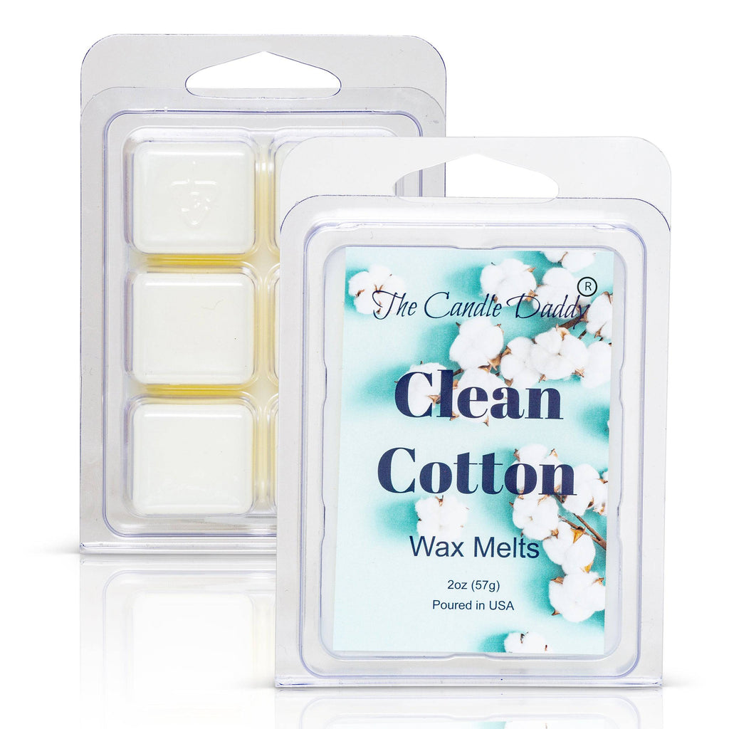 Clean Cotton- Fresh, Calming Cotton Scented Melt- Maximum Scent Wax Cubes/Melts- 1 Pack -2 Ounces- 6 Cubes - The Candle Daddy