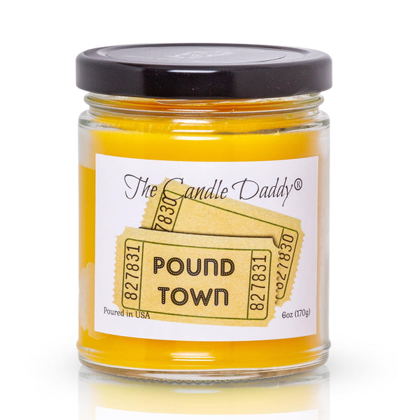 FREE SHIPPING - That One Way Ticket To Pound Town - Lemon Pound Cake Scented - Funny 6 oz Jar Candle- 40 hour burn time