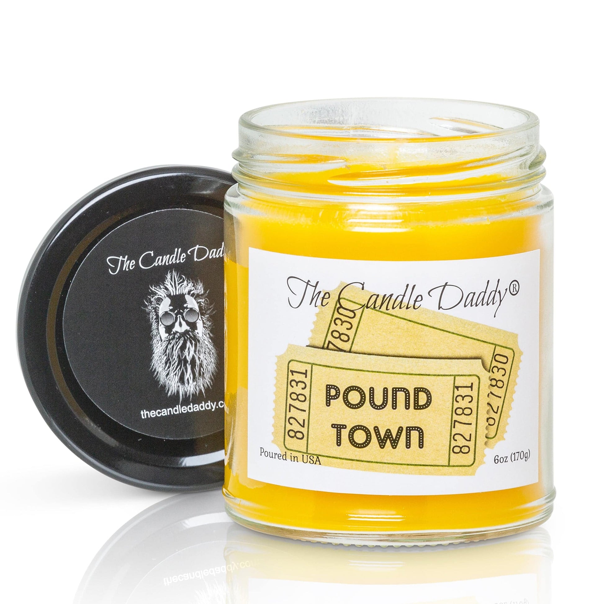 That One Way Ticket To Pound Town - Lemon Pound Cake Scented - Funny 6 oz Jar Candle- 40 hour burn time - The Candle Daddy