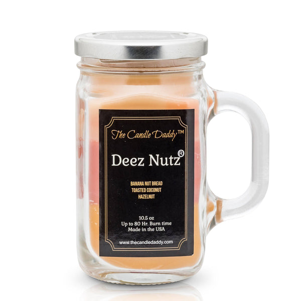 The Original Deez Nutz Candle - Triple Scent Pour - 10 Ounce - 80 Hour Burn Time- The Candle Daddy- Banana Nut Bread-Toasted Coconut-Hazelnut- Made in USA.