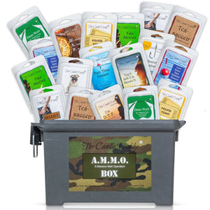 A.M.M.O. Box - A Massive Melt Operation. 18 Total Random 2oz Melt Variety Pack - 108 Total Cubes Packed into Real Ammo Box. - The Candle Daddy