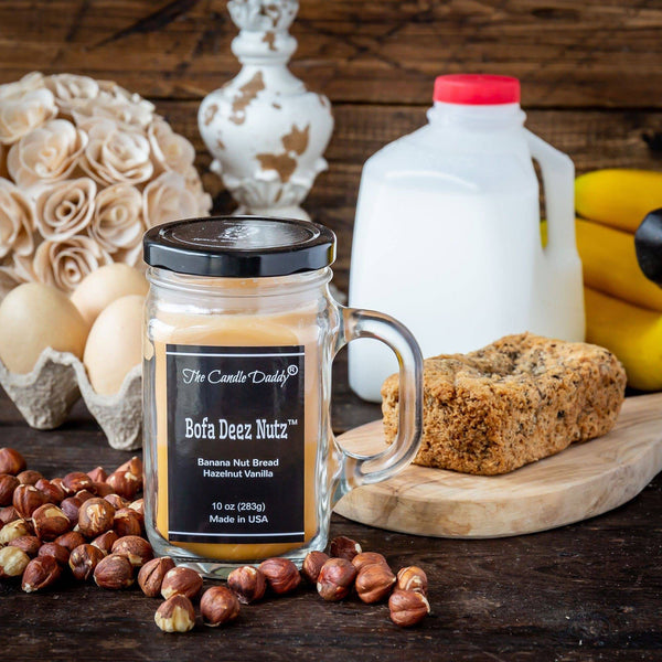 FREE SHIPPING - Bofa Deez Nutz Candle - 10 Ounce - 80 Hour Burn Time- The Candle Daddy- Banana Nut Bread-Hazelnut- Made in USA