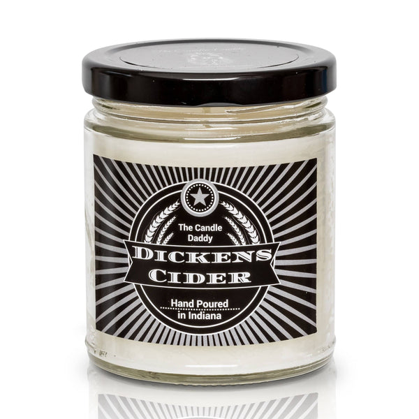 Dickens Cider- Apple Bourbon Cider Scented Jar Candle- 6 Ounce- 40 Hour Burn- Hand Poured in Indiana - The Candle Daddy