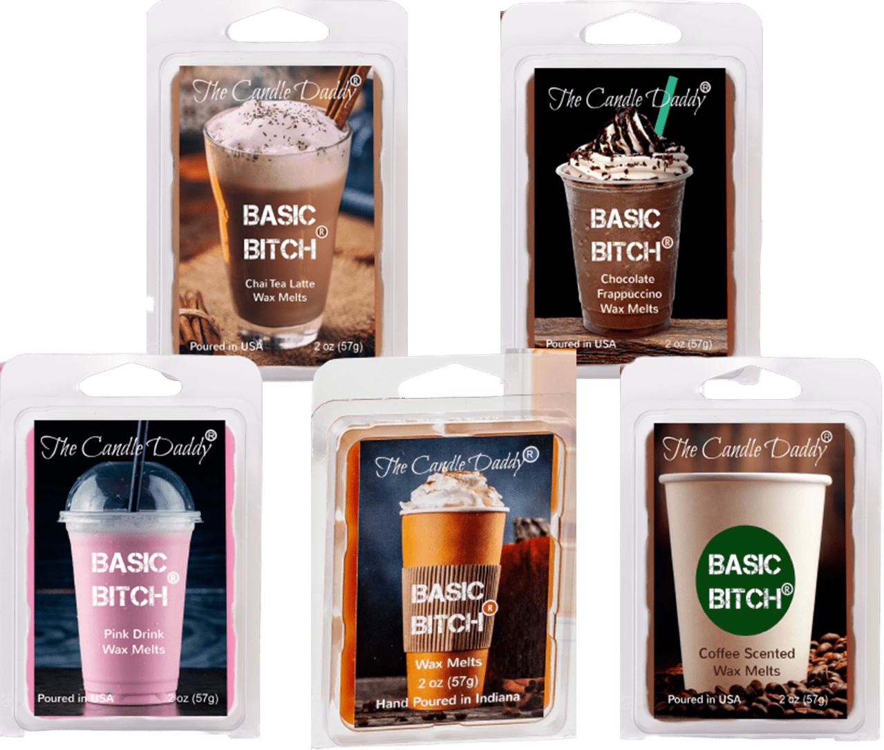 Basic Bitch Starter Pack - 5 Amazing Basic Drink Wax Melts - 30 Total Cubes - 10 Total Ounces - The Candle Daddy
