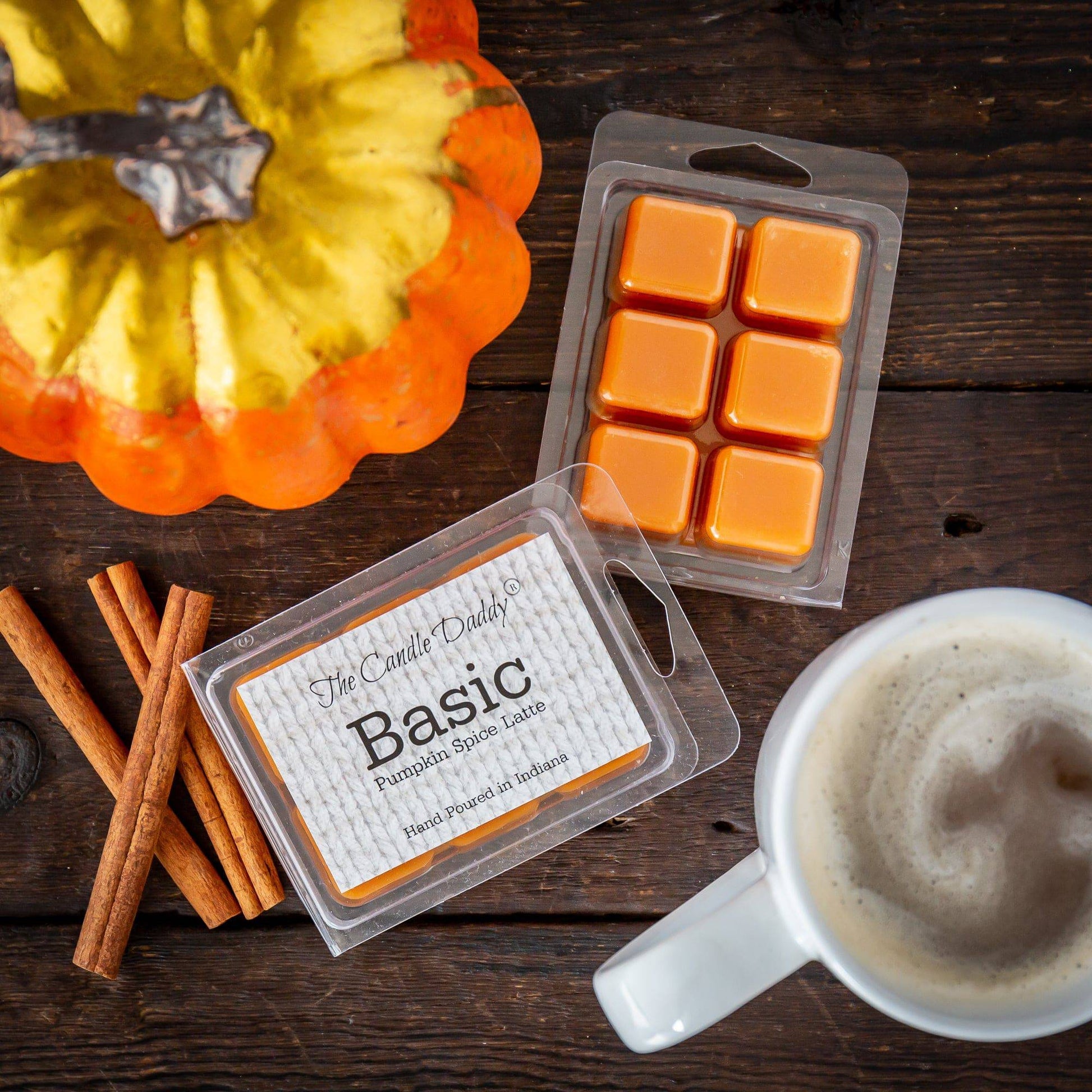 Basic - Pumpkin Spiced Latte Scented Wax Melt - 1 Pack - 2 Ounces - 6 Cubes - The Candle Daddy