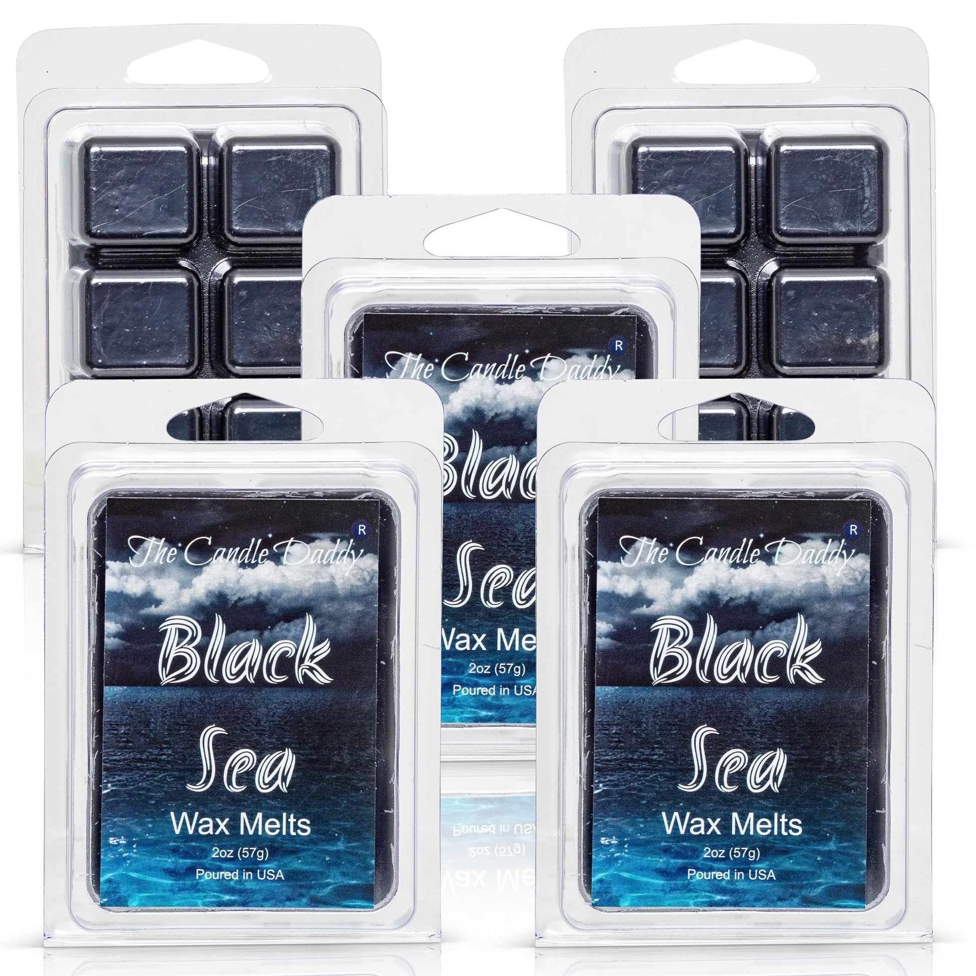 5 Pack - Black Sea - Ocean, Salt, Airy Scented Melt - Maximum Scent Wax Cubes/Melts - 2 Ounces x 5 Packs = 10 Ounces - The Candle Daddy