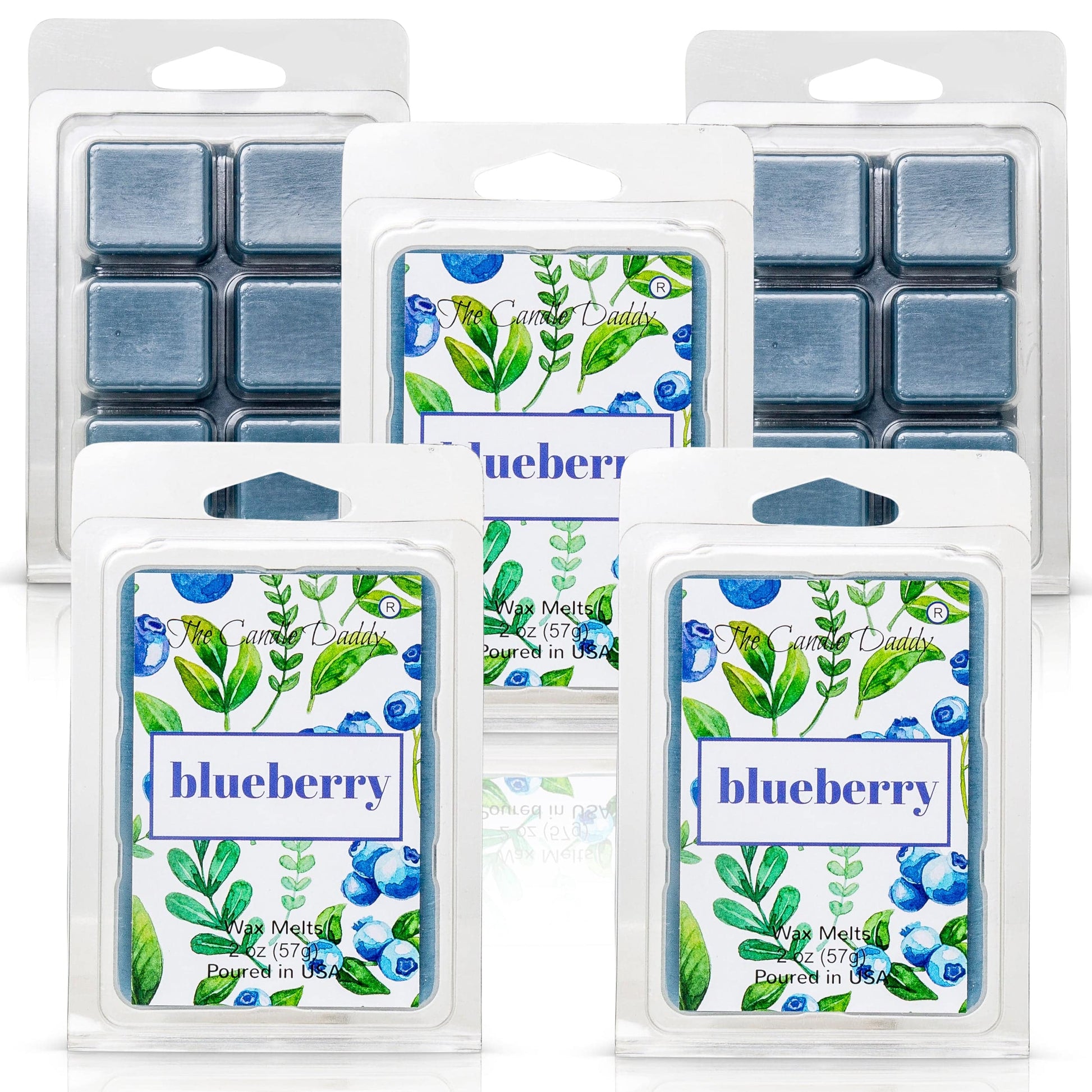5 Pack - Blueberry - Sweet Blueberry Scented Melt- Maximum Scent Wax Cubes/Melts - 2 Ounces x 5 Packs = 10 Ounces - The Candle Daddy