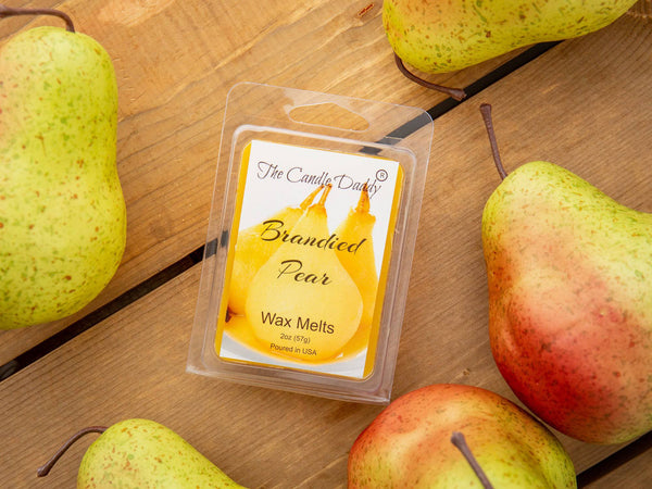 FREE SHIPPING - Brandied Pear - Sweet Pear and Cask Aged Brandy Scented Melt- Maximum Scent Wax Cubes/Melts- 1 Pack -2 Ounces- 6 Cubes