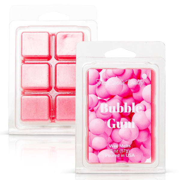 Bubble Gum - Pink Bubble Gum Scented Melt- Maximum Scent Wax Cubes/Melts- 1 Pack -2 Ounces- 6 Cubes - The Candle Daddy